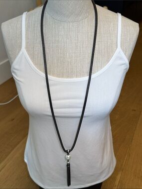 WHBM Black Tassel Long Necklace